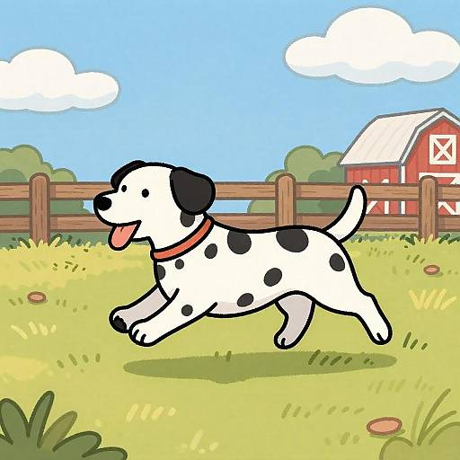 Playful Dalmatian Running Through Field