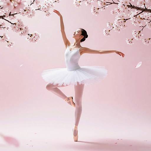 Young Ballerina Amid Sakura Petals