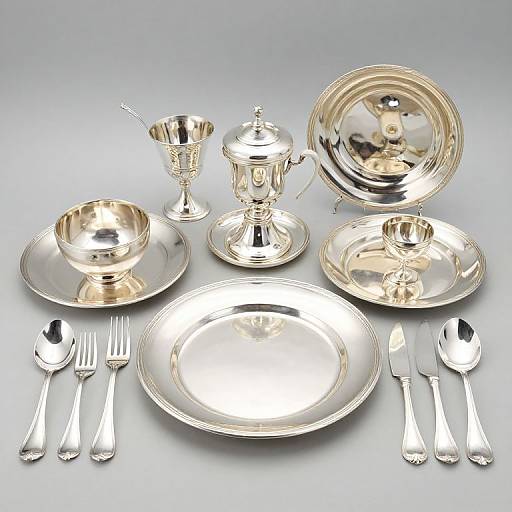 Silverplate Flatware and Tableware Set