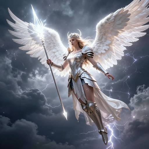 Female Archangel Warrior in Storm