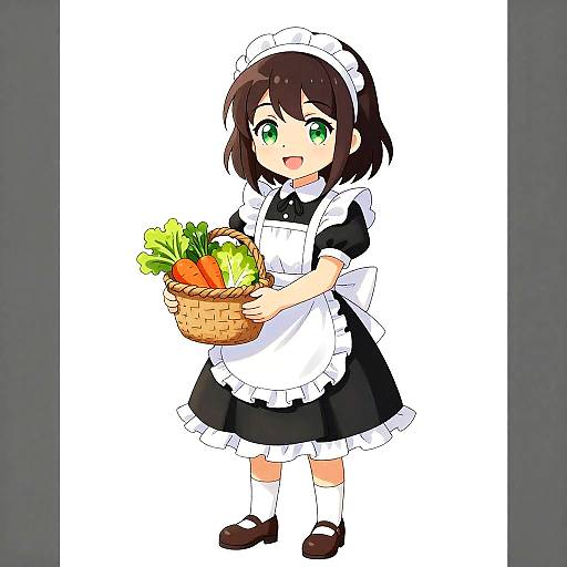 Anime Maid with Vegetable Basket