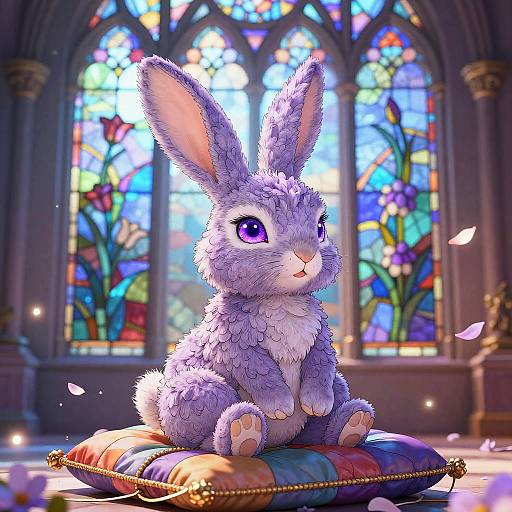 Dreamy Lavender Bunny in Stained Glass
