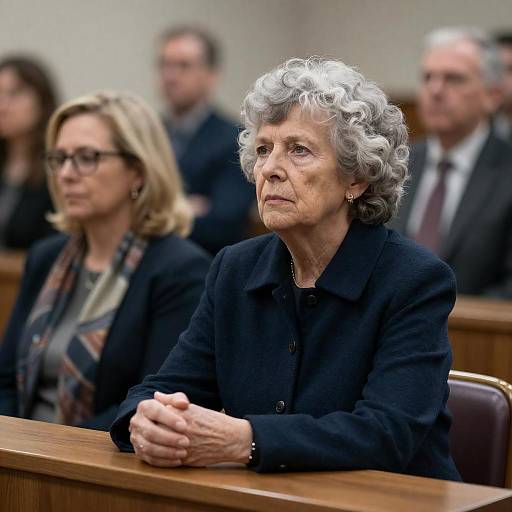 Serious Courtroom Scene with Women