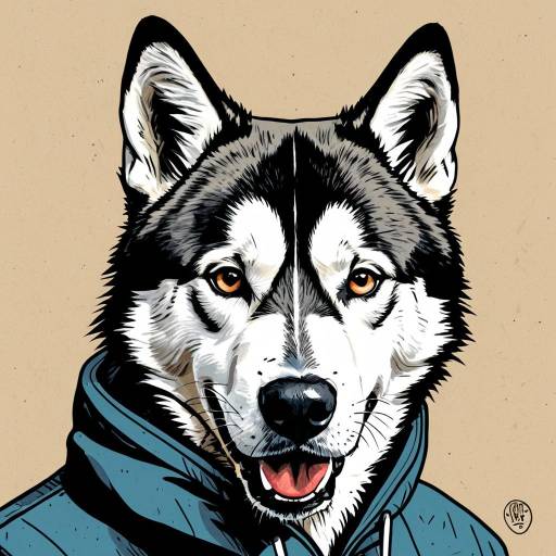 Siberian Husky in Hoodie Illustration