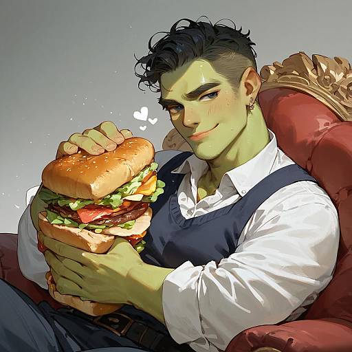 Shrek Enjoying a Fresh Sandwich
