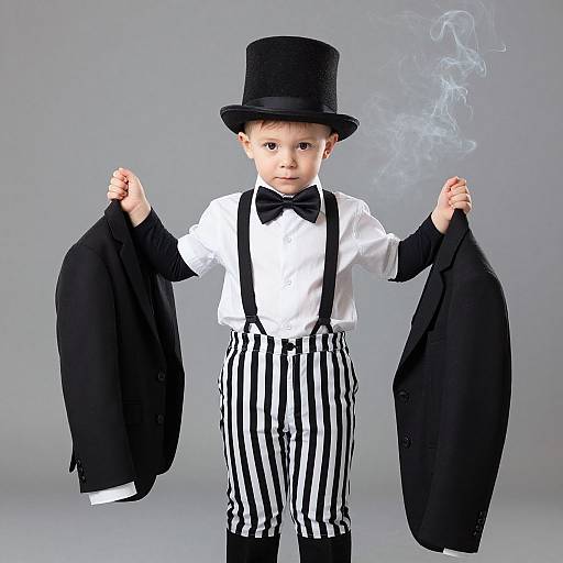 Toddler Magician in Striped Attire