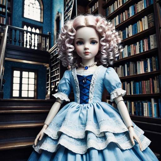 Porcelain Doll in Vintage Library