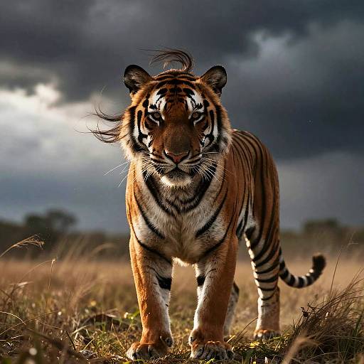 Bengal Tiger in Stormy Wind
