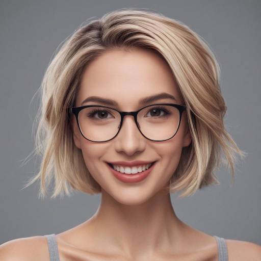 Smiling Blonde Woman Wearing Glasses