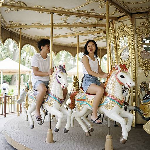 Couple Riding a Carousel