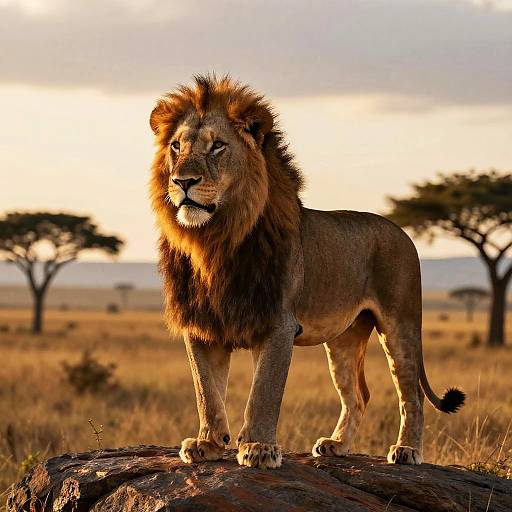Majestic Lion on Savannah Rock