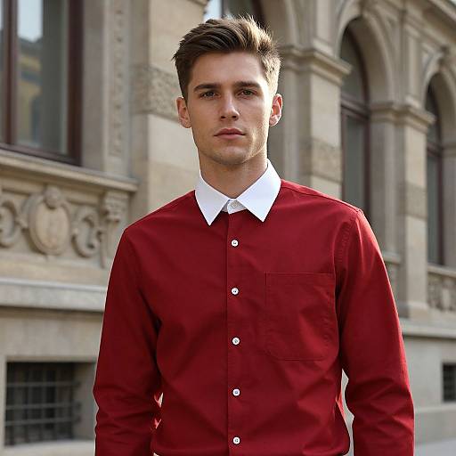 Confident Young Man by Historic Building