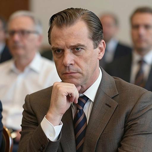 Serious Man in Plaid Suit Portrait