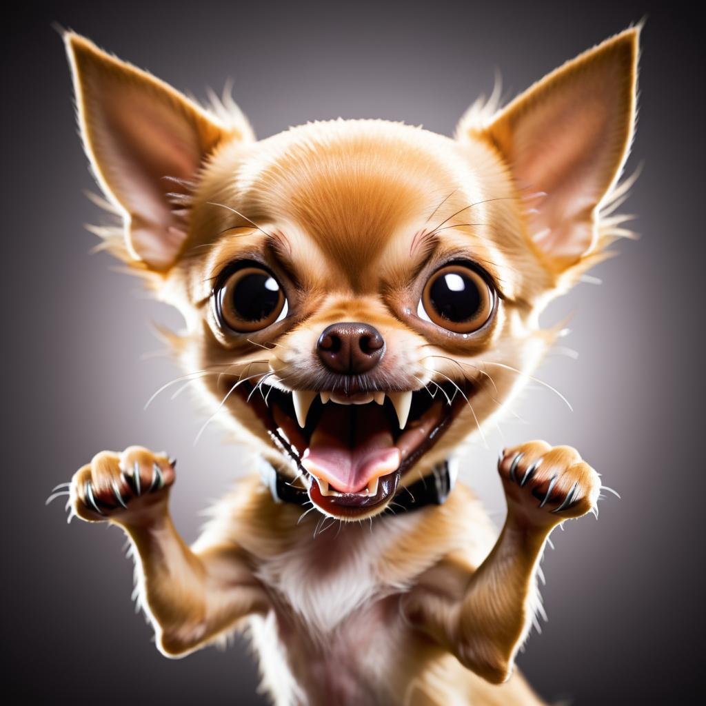 Intense Chihuahua with Claws and Fangs