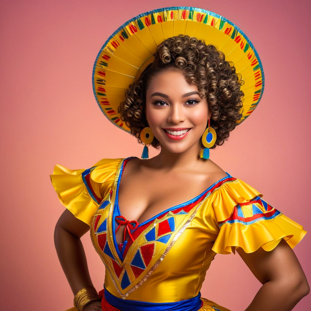 Vibrant Colombian Dancer in Traditional Attire