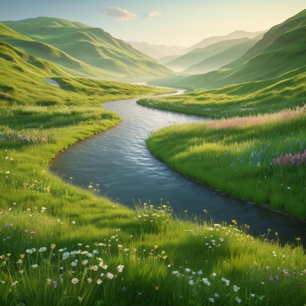 Serene Dawn in Lush Green Valleys