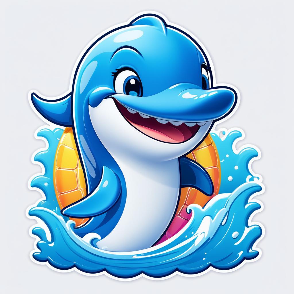 Adorable Cartoon Dolphin Sticker Design