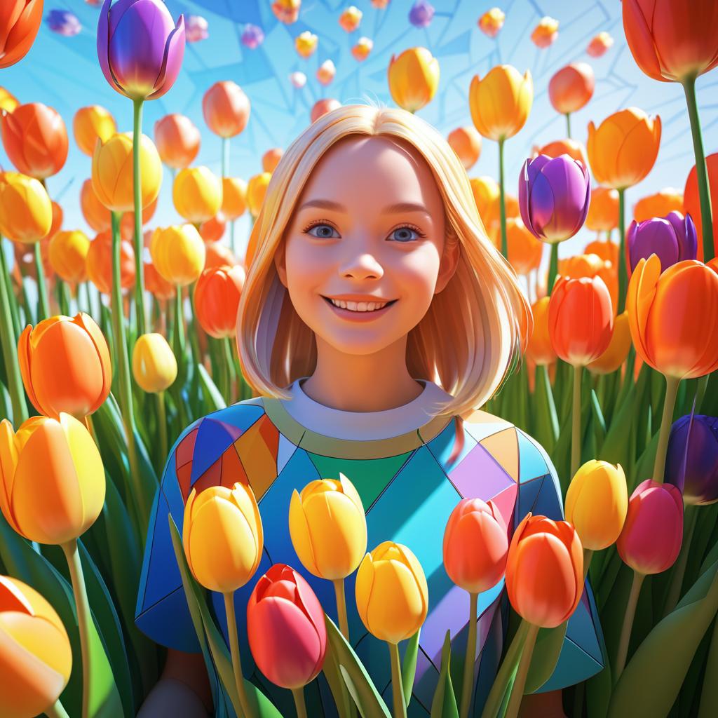 Vibrant 3D Portrait of Young Norwegian Girl