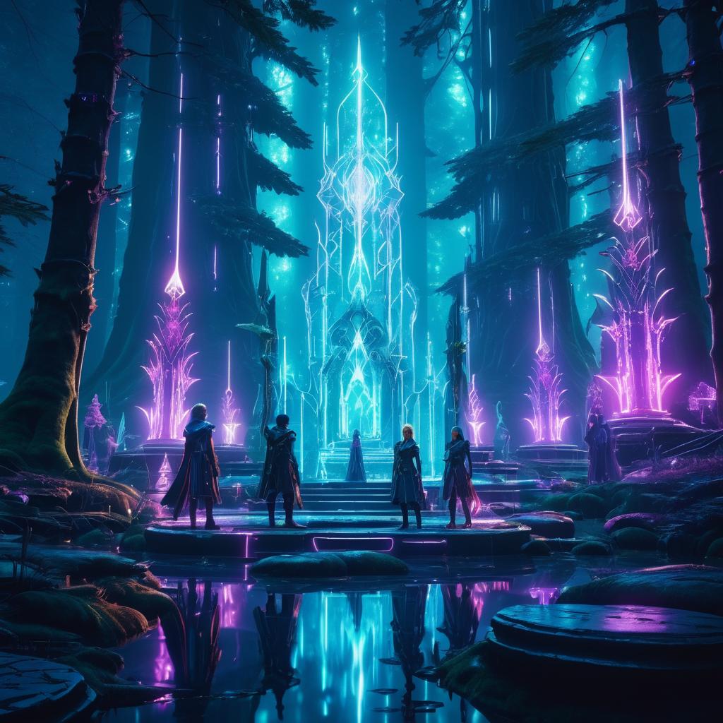 Elven Twilight in a Cyberpunk Forest