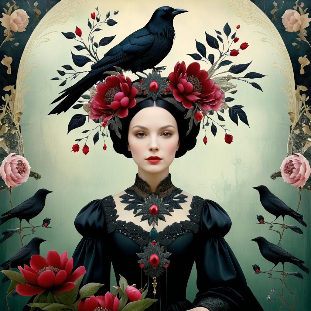 Elegant Album Art with Woman and Raven