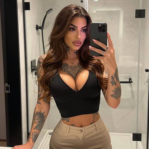 Tattooed Woman Mirror Selfie