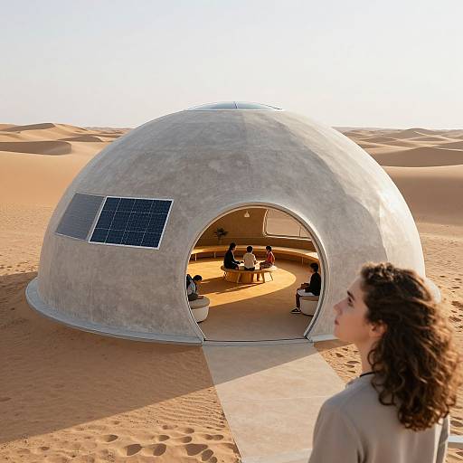 Futuristic Dome in Desert Landscape