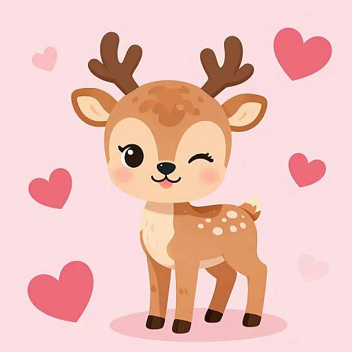 Cheerful Cartoon Baby Deer Poses