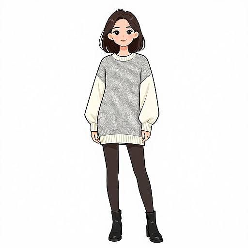 Smiling Woman in Casual Chic Sweater Dress