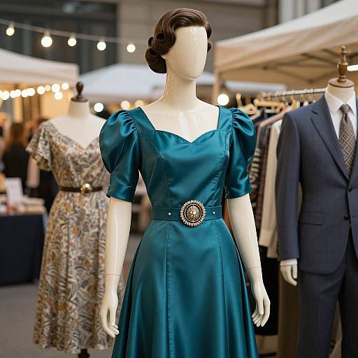 Vintage Teal Dress Mannequin Market