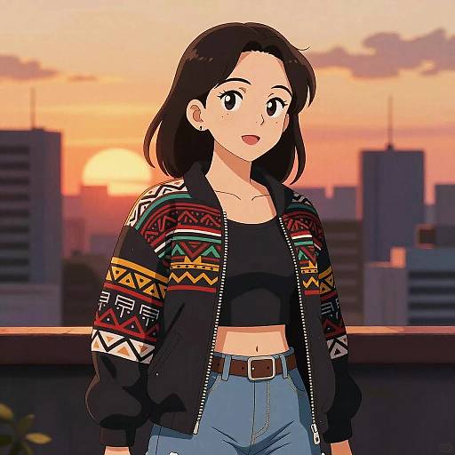 Mexican Anime Girl in Aztec Streetwear