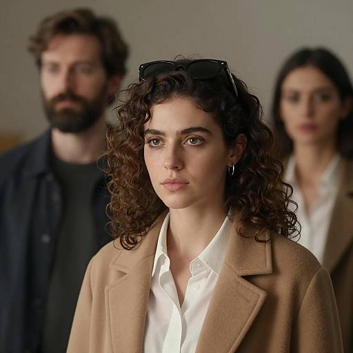 Intense Trio in Dimly Lit Space