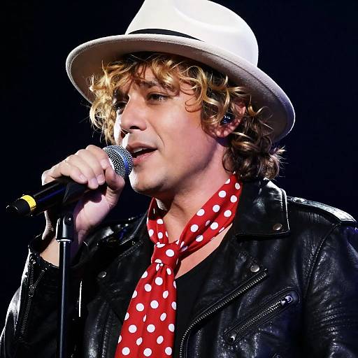 Curly Blonde Singer in Fedora Spotlight