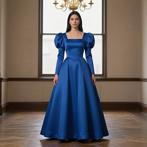 Realistic Woman in Blue Frock