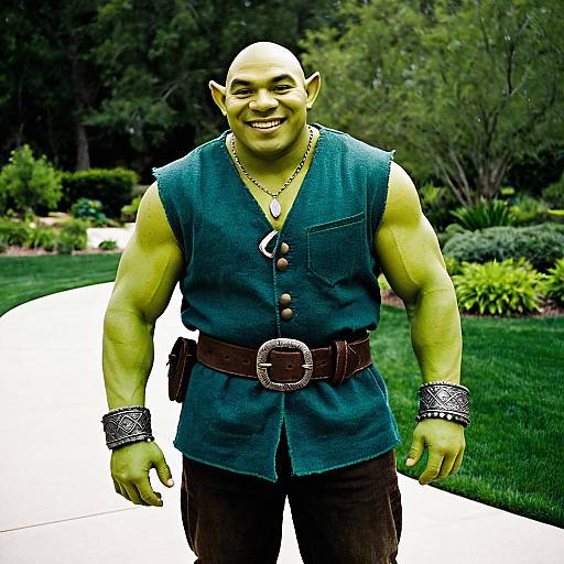 Man in Shrek Costume Outdoors