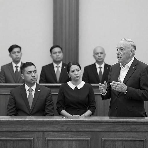 Dramatic Courtroom Scene in Monochrome
