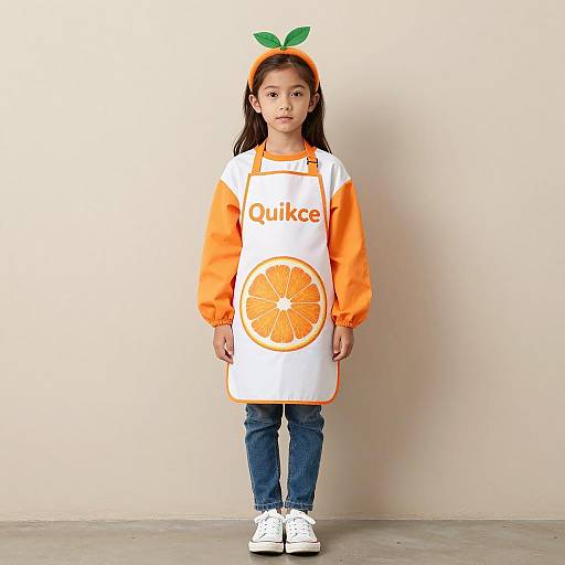 Asian Girl in Orange Juice Costume