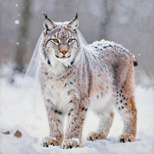 Majestic Lynx in Snow Veil