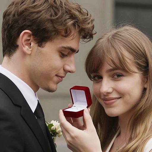 Young Couple with Engagement Ring
