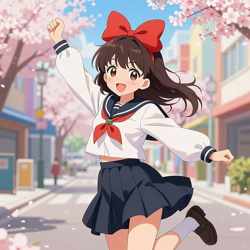 Cheerful Loliy Anime Schoolgirl