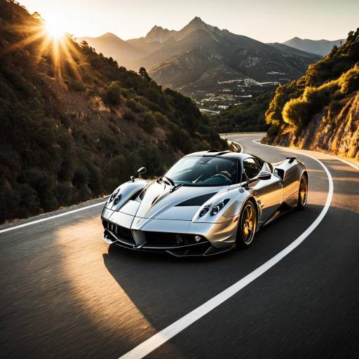 Pagani Huayra on Winding Mountain Road at Sunset