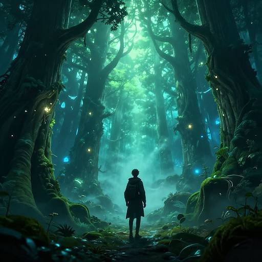 Trae Exploring Mystical Glowing Forest