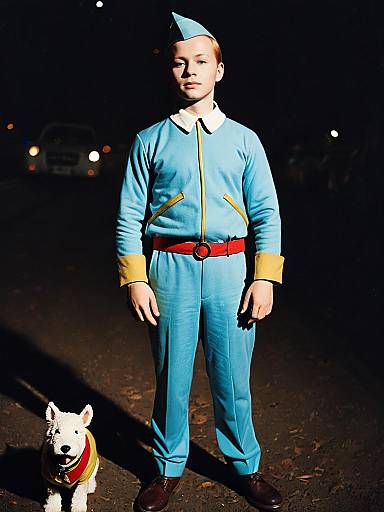 Man in Tintin Costume Cinematic Photo