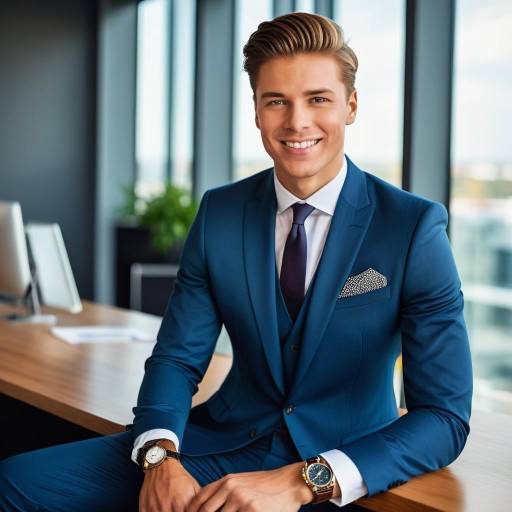 Confident businessman in blue suit