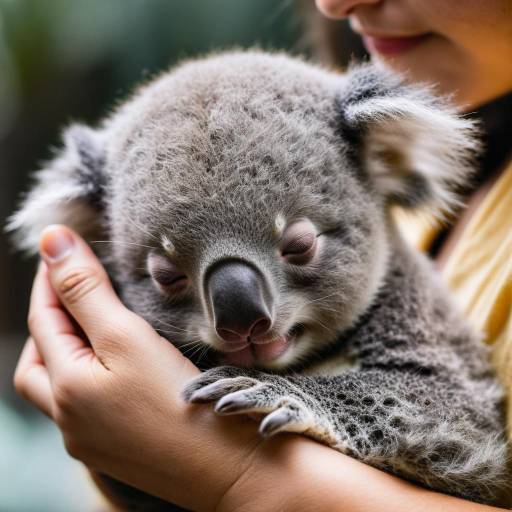 Tender Moment: Baby Koala in Hands