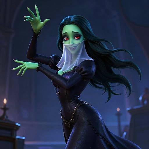 Flirty Green-Skinned Phantom Dance
