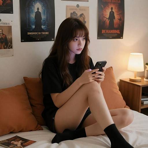 Young Woman in Stylish Bedroom Setting