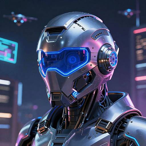 Futuristic Neon Helmet with Cyber Enhancements