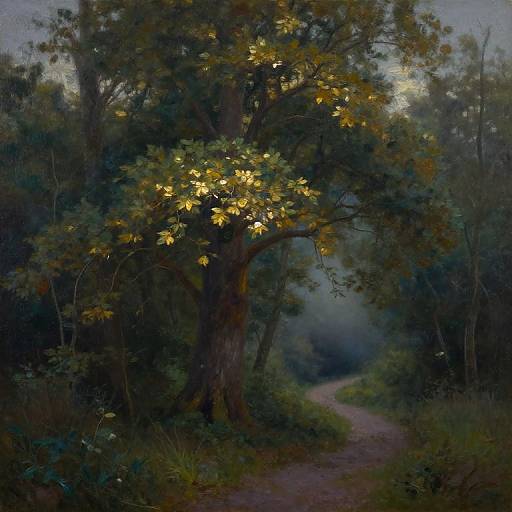 Twilight Forest Enchantment Oil Painting