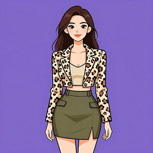 Trendy Woman in Leopard Blazer Outfit