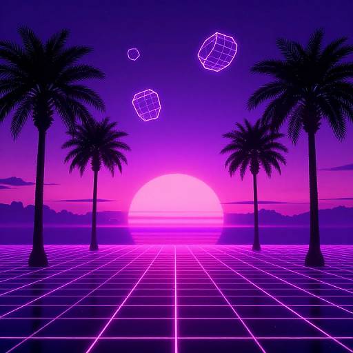 Eighties Synthwave Neon Landscape